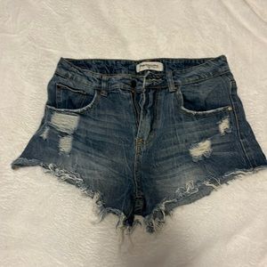 High waisted distressed shorts